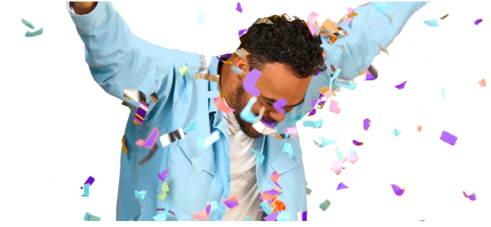 Celebrating with confetti